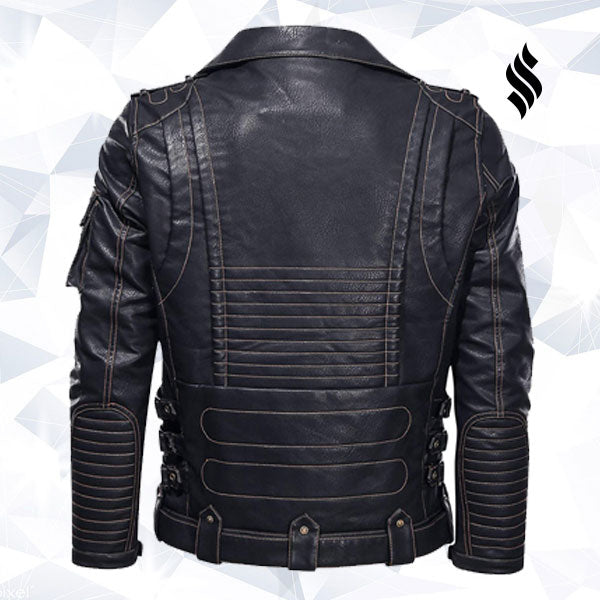 La moto negra "Ironclad" | Rendimiento de cuero de plena flor | Ropa de plena flor