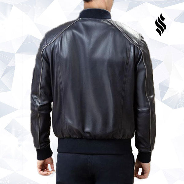 Men’s Black Leather Bomber Jacket | The Urban Aviator | Full Grain Apparel