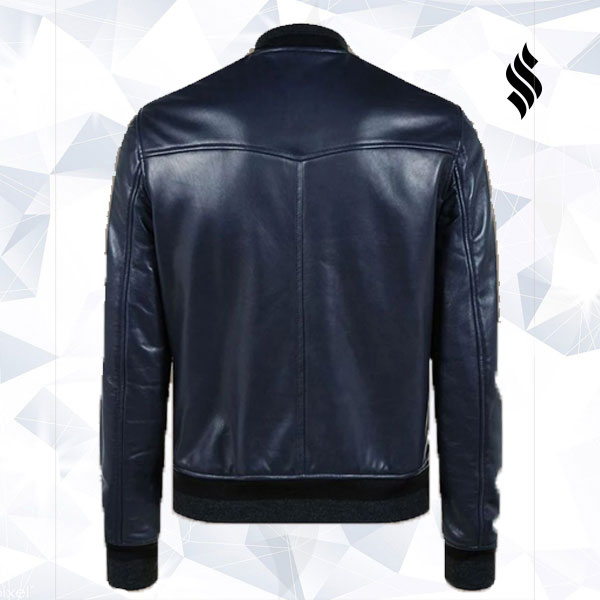 Men’s Navy Blue Leather Bomber Jacket | Modern Naval Heritage | Full Grain Apparel
