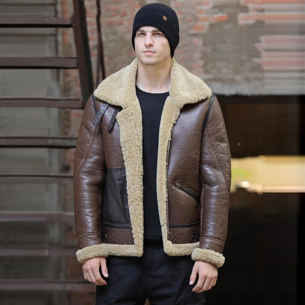 Men’s B-3 Flight Aviator Shearling Sheepskin Jacket - The Definitive Winter Icon | Full Grain Apparel