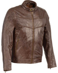 Men’s Stand Up Collar Leather Jacket | Sleek Cafe Racer Outerwear | Full Grain Apparel