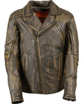 Men’s Triple Stitch Extra Long Biker Jacket | Extended Frame Moto Outerwear | Full Grain Apparel