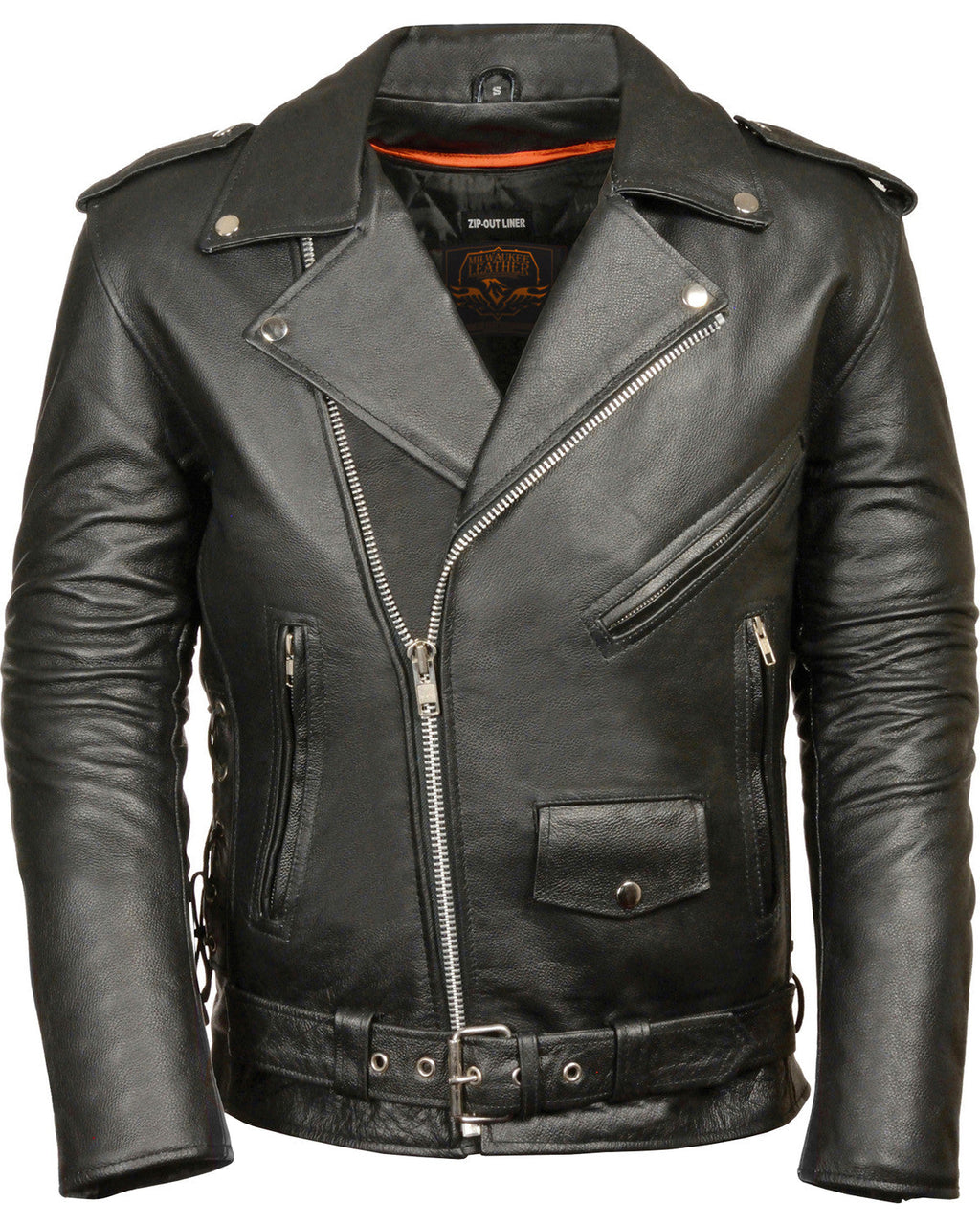 Men’s Classic Side Lace Police Style Motorcycle Jacket | Heavy-Duty Patrol Outerwear | Full Grain Apparel