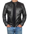 Men’s Black Lambskin Biker Jacket | Ultra-Soft Premium Outerwear | Full Grain Apparel