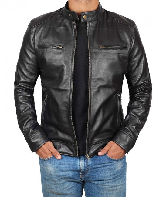 Men’s Black Lambskin Biker Jacket | Ultra-Soft Premium Outerwear | Full Grain Apparel