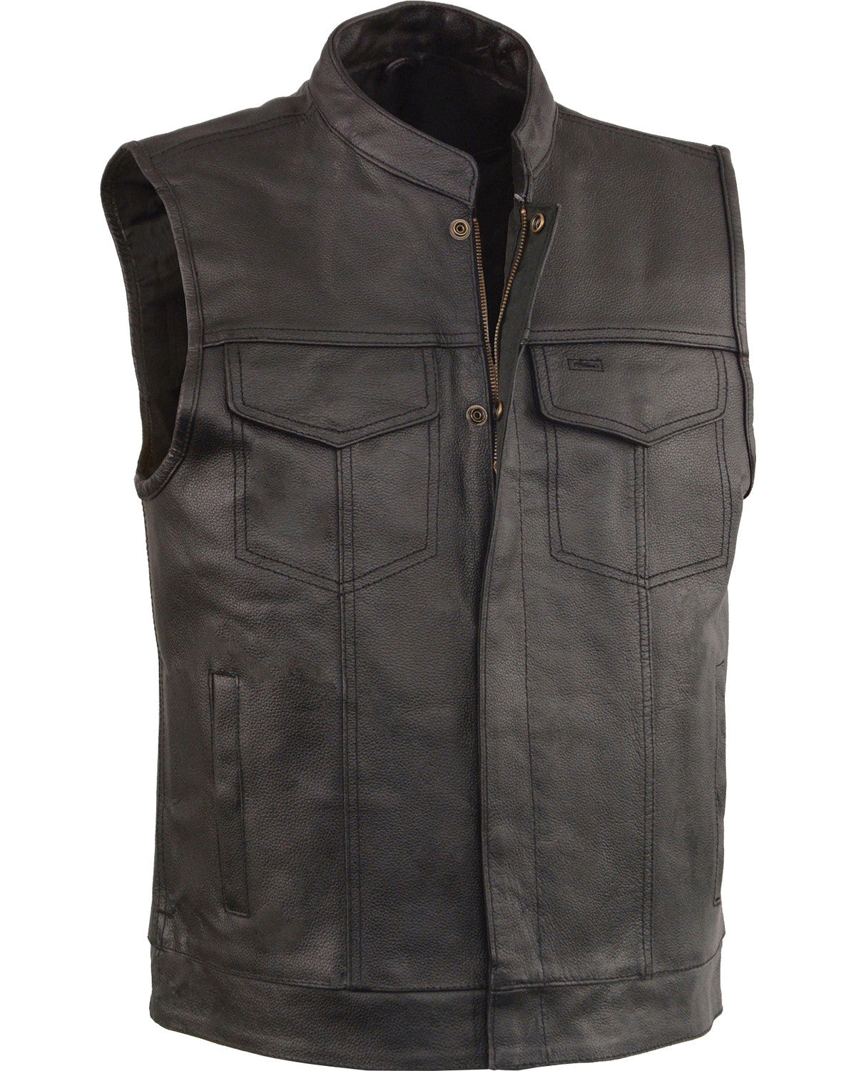Men’s Black Open Neck Club Style Vest | Modern Low-Profile Utility | Full Grain Apparel
