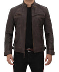 Men’s ‘Claude’ Quilted Distressed Brown Leather Jacket | Heritage Biker Outerwear | Full Grain Apparel