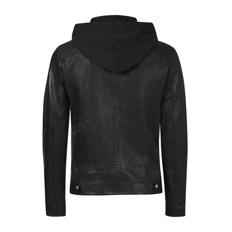 Chaqueta Biker de Cuero Negro para Hombre | Prenda Clásica de Moto | Ropa de Piel de Grano Completo