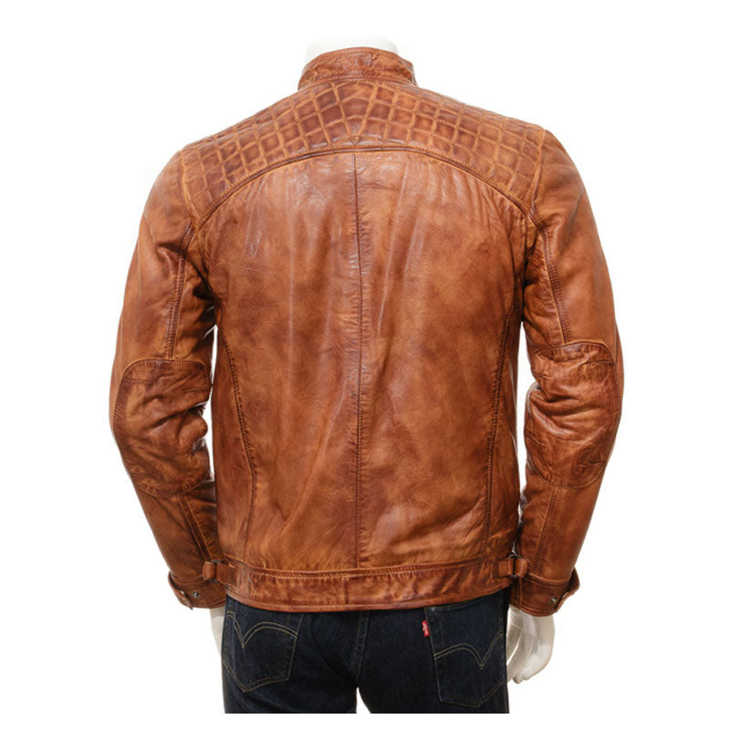 Men’s Tan Leather Biker Jacket | Premium Camel Outwear | Full Grain Apparel