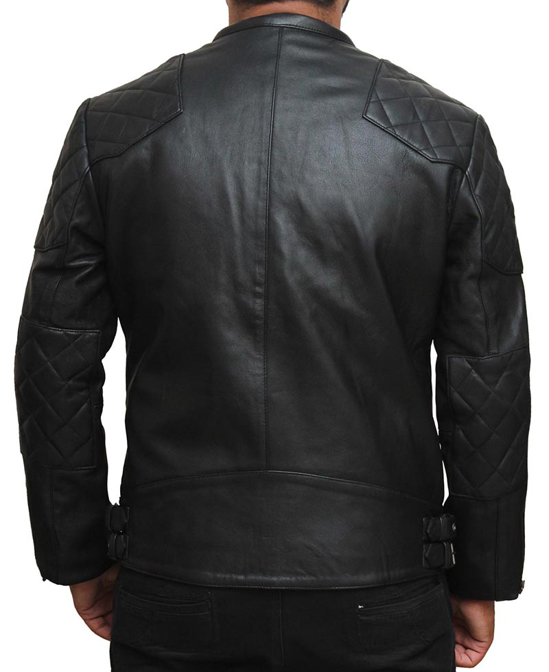 Chaqueta de motorista retro acolchada negra "BECKHAM" para hombre | Ropa exterior clásica acolchada para moto | Prendas de plena flor