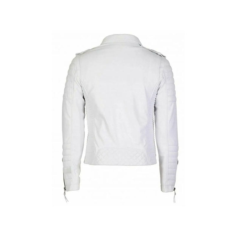 Men’s White Double-Breasted Biker Jacket | Elite Leather Outerwear | Full Grain Apparel