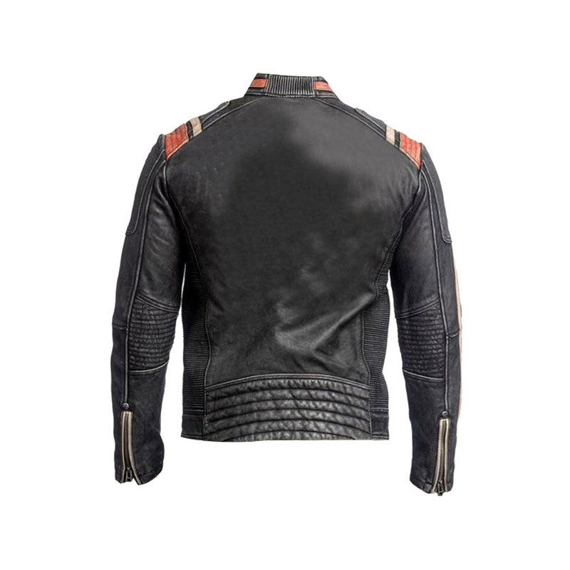 Chaqueta de cuero para motocicleta vintage de hombre | Prendas de abrigo de motociclista clásicas | Ropa de piel de plena flor