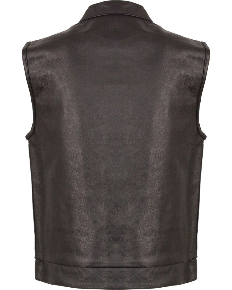 Men’s Black Open Neck Club Style Vest | Modern Low-Profile Utility | Full Grain Apparel