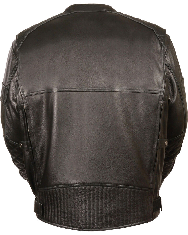 Men’s Black Quilted Pattern Scooter Motorbike Leather Jacket | Urban Diamond-Stitch Outerwear | Full Grain Apparel