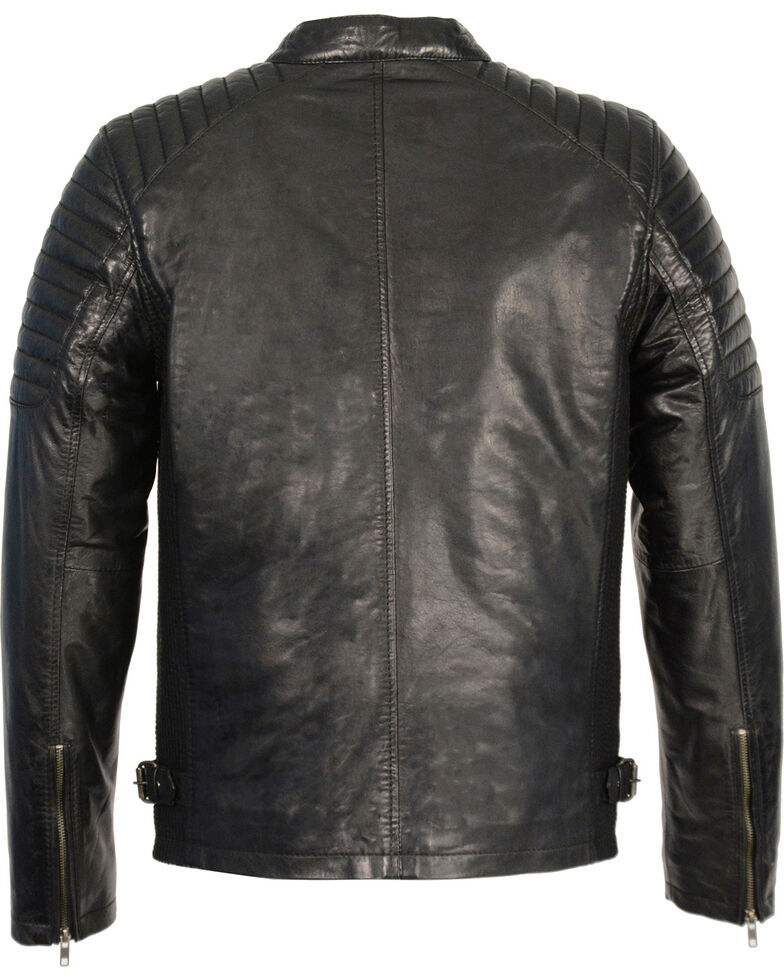 Men’s Quilted Shoulders Snap Collar Leather Jacket | Heritage Racing Outerwear | Full Grain Apparel