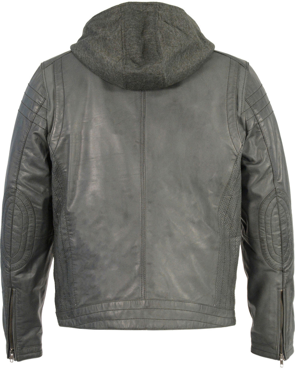Men’s Zipper Front Leather Jacket w/ Removable Hood | 2-in-1 Versatile Moto Outerwear | Full Grain Apparel