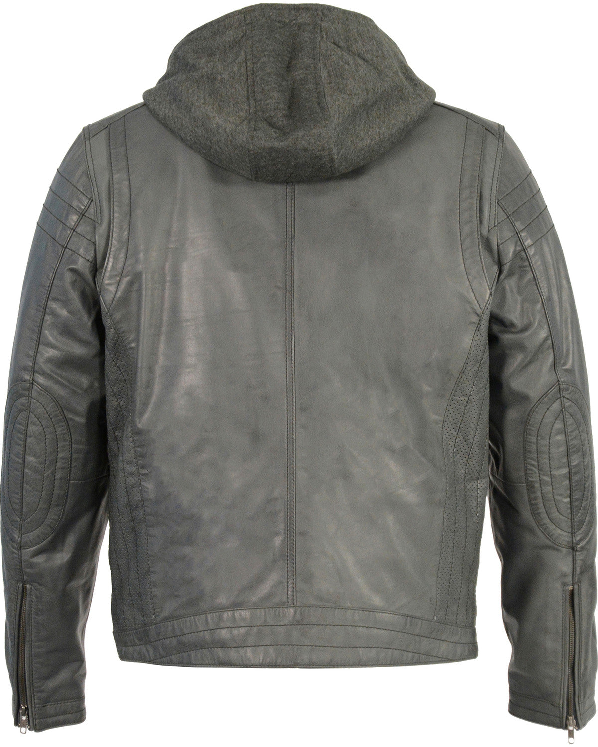 Men’s Zipper Front Leather Jacket w/ Removable Hood | 2-in-1 Versatile Moto Outerwear | Full Grain Apparel