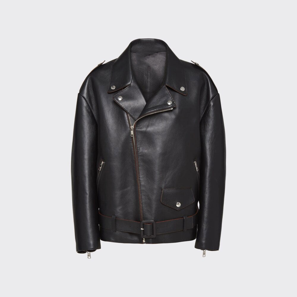 Women’s Black Biker Leather Jacket | Signature Full-Grain Moto | Full Grain Apparel