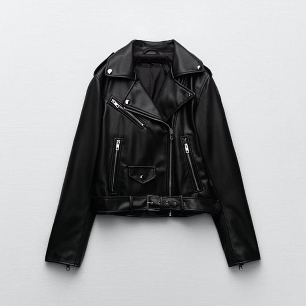 Women’s Black Motorcycle Sheepskin Biker Jacket | Luxe Performance Moto | Full Grain Apparel