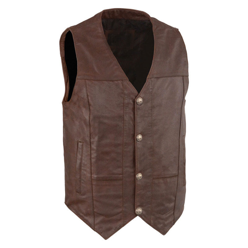 Men’s Western Plain Side Vest | Classic Cowboy Utility | Full Grain Apparel