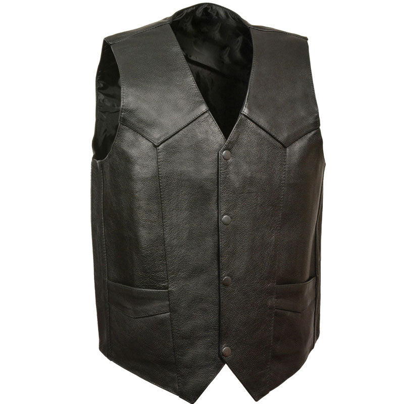 Men’s Black Classic Snap Gun Pockets Vest | Traditional Heritage Utility | Full Grain Apparel