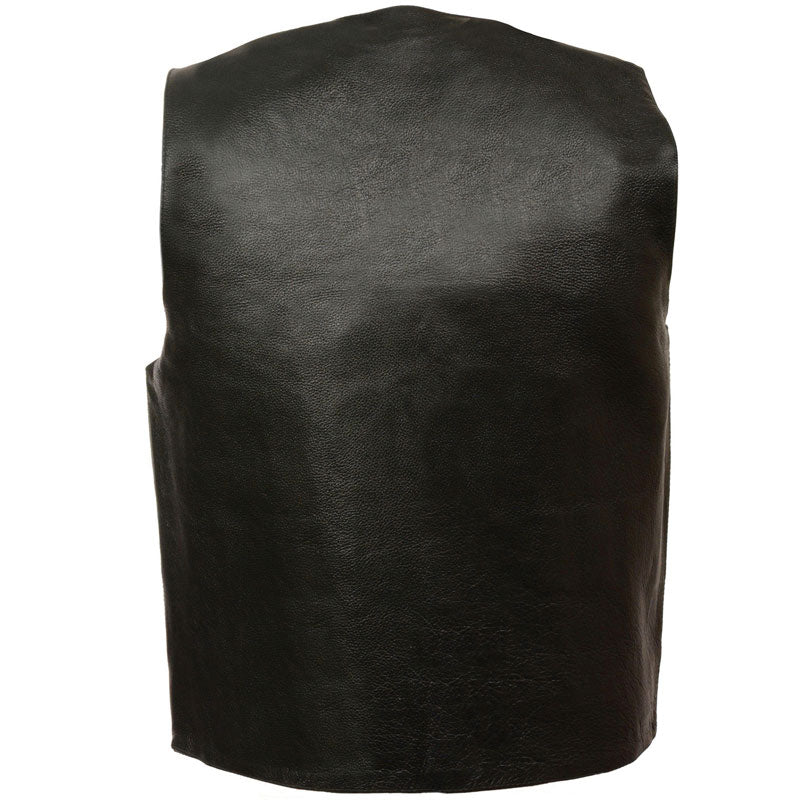 Chaleco Negro Clásico para Hombre con Bolsillos con Cierre a Presión | Tradicional Clásico Utilitario | Prenda de Piel Plena Flor