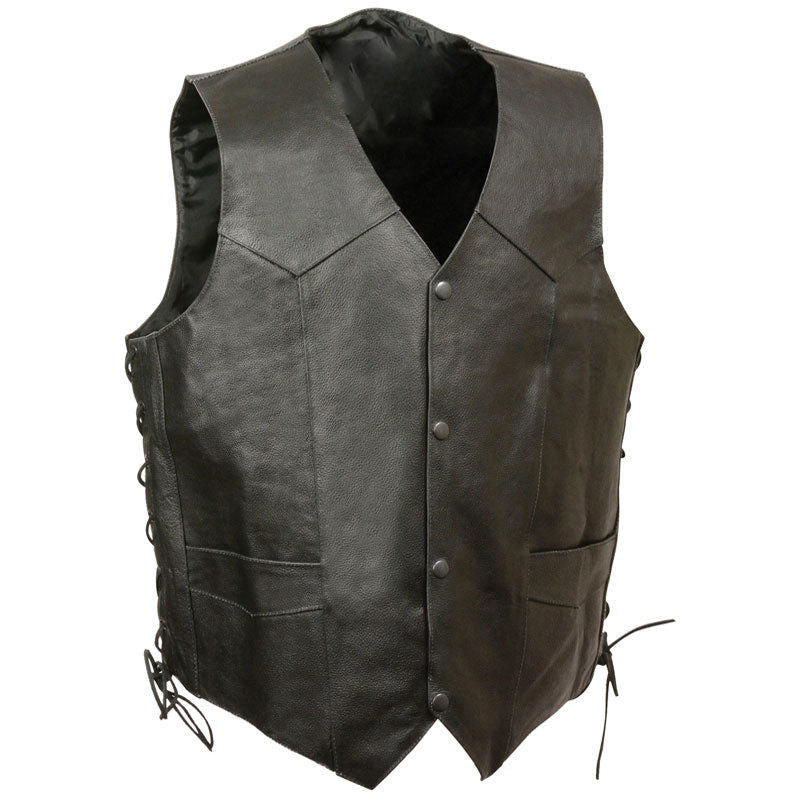 Men’s Side Lace "Live To Ride" Vest | Embossed Heritage Utility | Full Grain Apparel