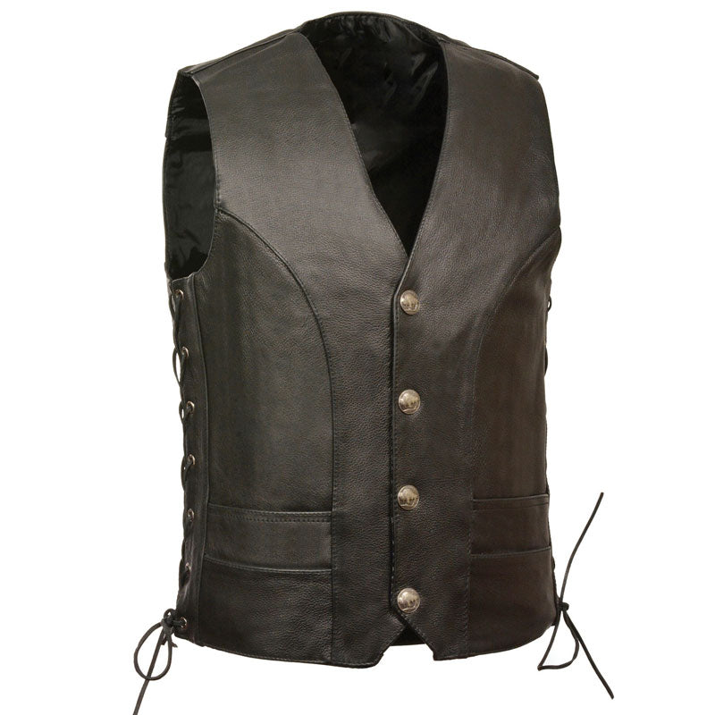 Men’s Buffalo Snap Side Lace Vest | Adjustable Frontier Utility | Full Grain Apparel