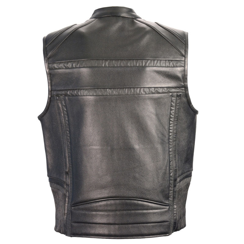 Men’s Reflective Band & Piping Zip Front Vest | High-Visibility Safety Utility | Full Grain Apparel