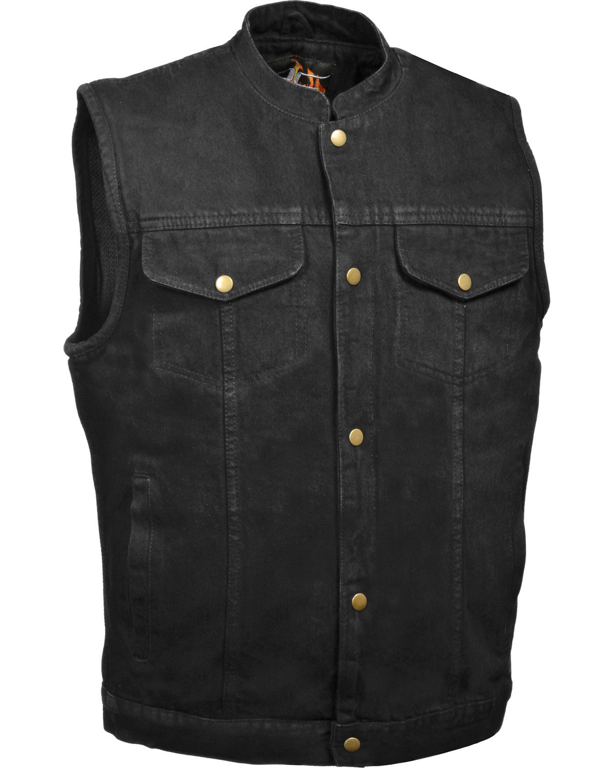 Men’s Snap Front Denim Club Style Vest w/ Gun Pocket | Classic Biker Utility | Full Grain Apparel