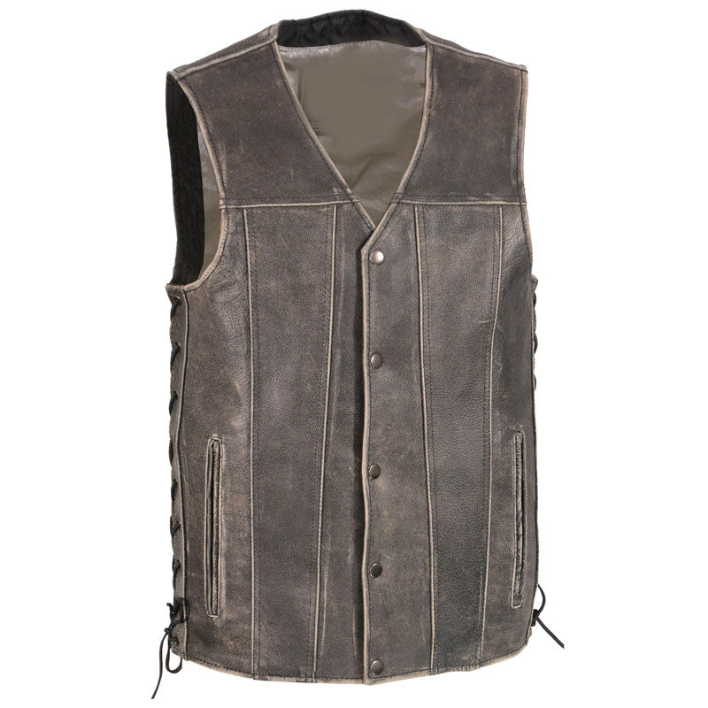 Men’s Grey Side Lace Vest | Charcoal Heritage Utility | Full Grain Apparel