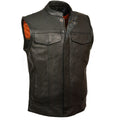 Men’s Open Neck Snap/Zip Front Club Style Vest | Tactical Low-Profile Utility | Full Grain Apparel