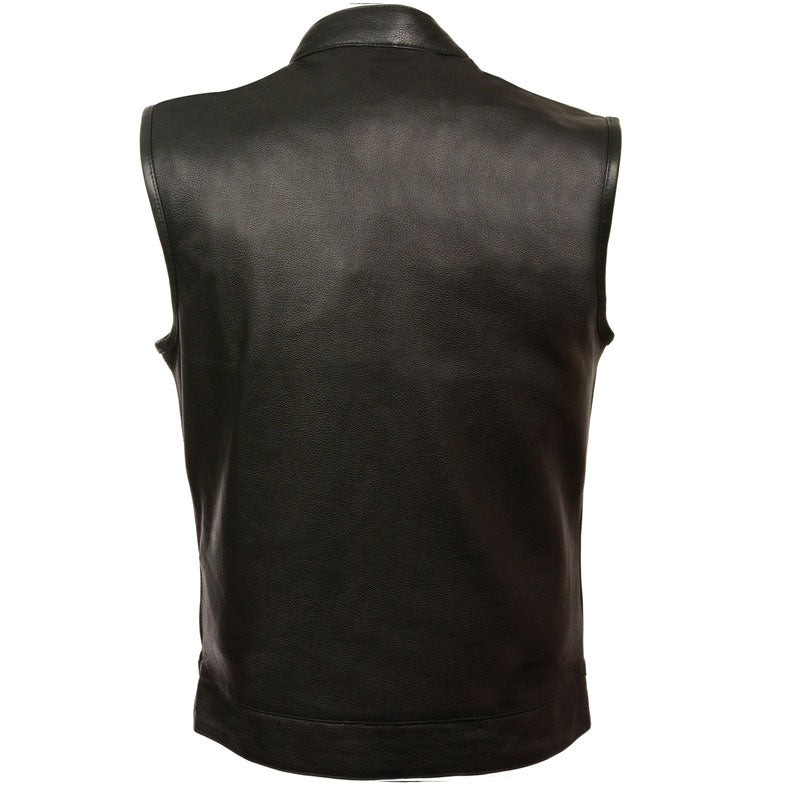 Men’s Open Neck Snap/Zip Front Club Style Vest | Tactical Low-Profile Utility | Full Grain Apparel