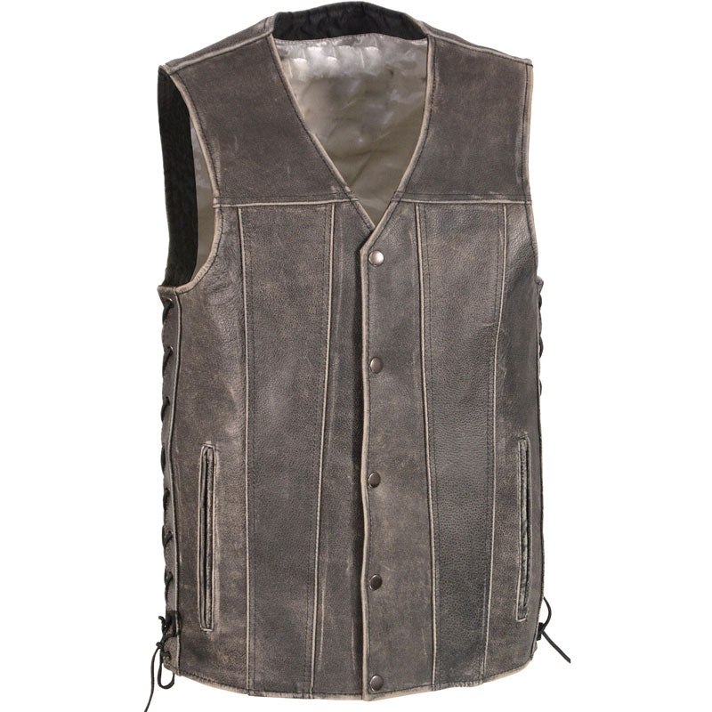 Men’s Grey Side Lace Vest | Charcoal Heritage Utility | Full Grain Apparel