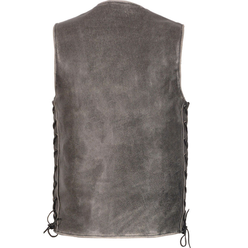 Men’s Grey Side Lace Vest | Charcoal Heritage Utility | Full Grain Apparel