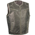 Men’s Vintage Distressed Zipper Front Vest | Antique Heritage Utility | Full Grain Apparel