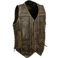 Men’s Brown Distressed 10-Pocket Vest | The Ultimate Utility Cruiser | Full Grain Apparel