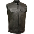 Men’s Black Open Neck Club Style Vest | Low-Profile Performance | Full Grain Apparel