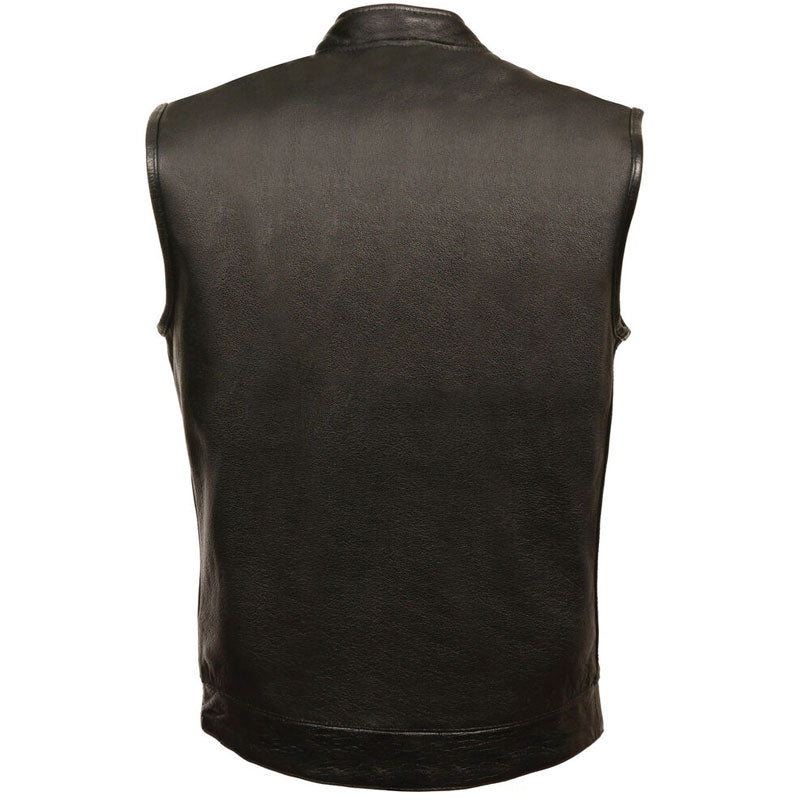 Men’s Black Open Neck Club Style Vest | Low-Profile Performance | Full Grain Apparel