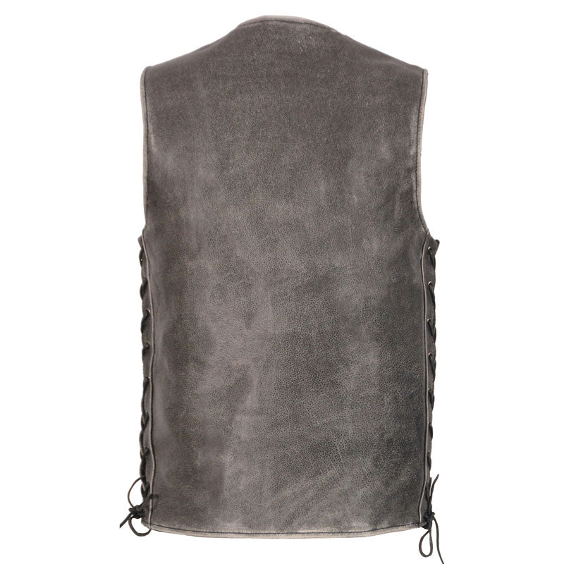 Men’s Grey Side Lace Vest | Charcoal Heritage Utility | Full Grain Apparel