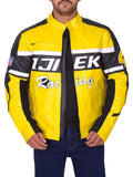 Men’s Black & Yellow Biker Leather Jacket | High-Contrast Racing Style | Full Grain Apparel