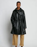 Men’s Black Hooded Sheepskin Leather Trench Duster Coat | Full Grain Apparel