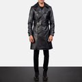 Men’s Black Sheepskin Leather Duster Belted Coat | Full Grain Apparel