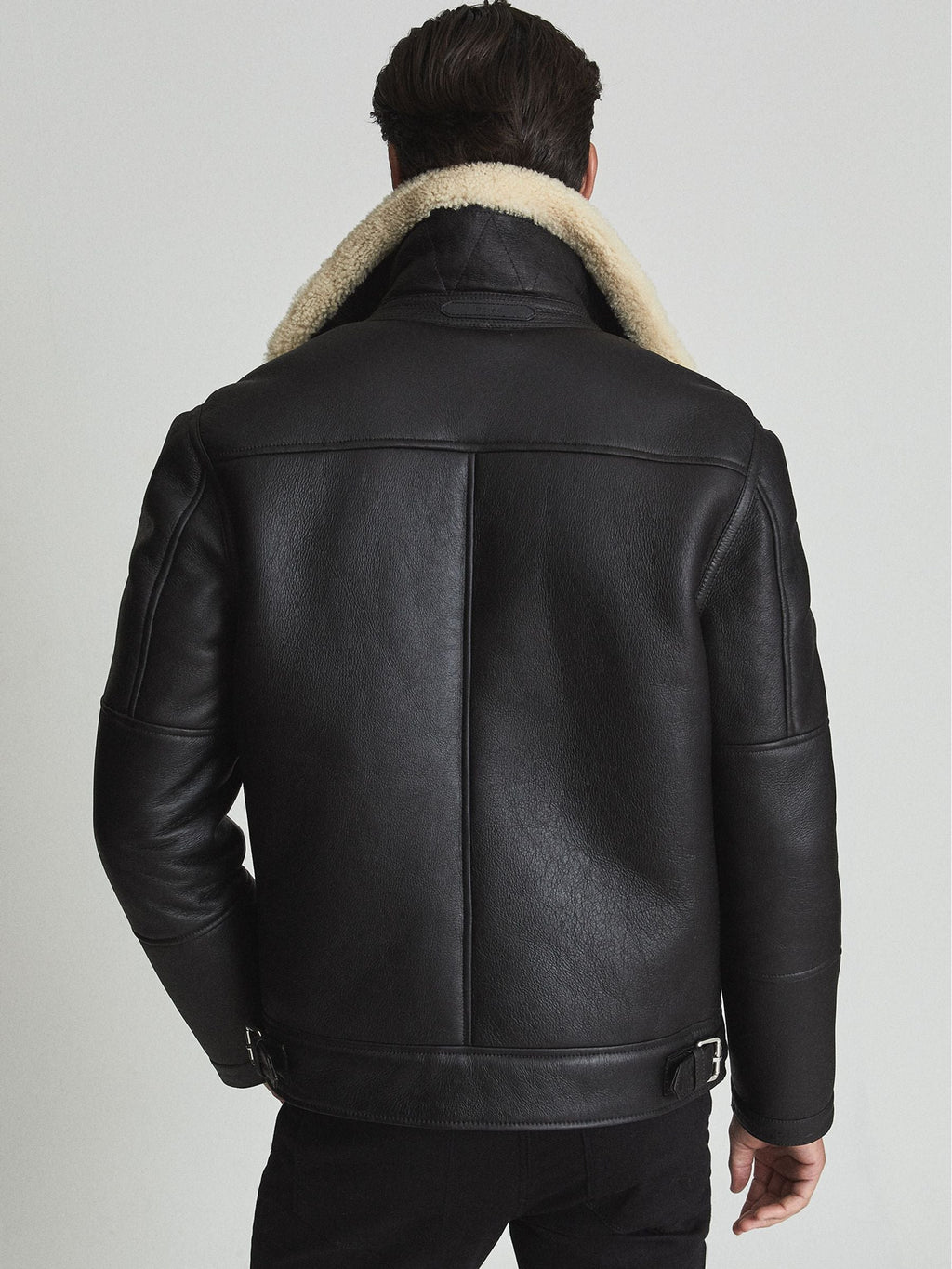 Chaqueta Aviador de Borrego Negra para Hombre - Edición Stealth Flight | Full Grain Apparel