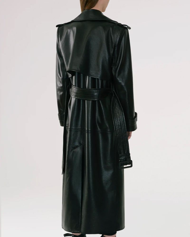 Men’s Black Sheepskin Duster Leather Trench Coat | Full Grain Apparel