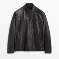Men’s "Midnight Rebel" Sheepskin Biker Jacket | Genuine Black Leather Moto with Asymmetric Zip | Full Grain Apparel