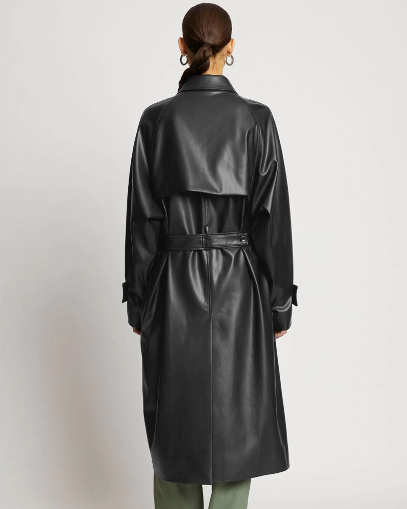 Men’s Black Sheepskin Leather Plain Trench Coat | Full Grain Apparel