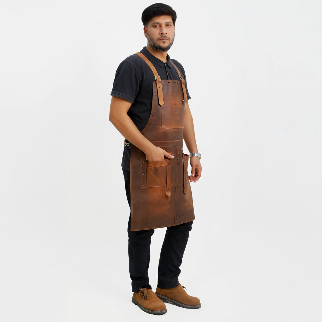 Leather craftsmanship detail of Legacy Edition Blacksmith Apron