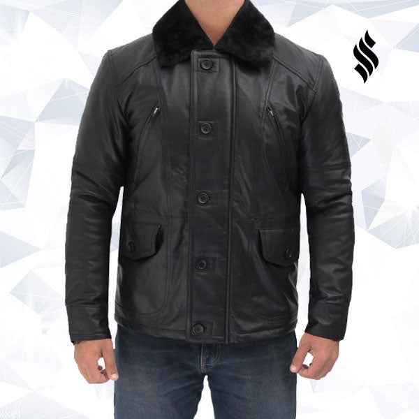 The "Boehmer" Men’s Black Shearling Jacket | Modern Nordic Edge | Full Grain Apparel