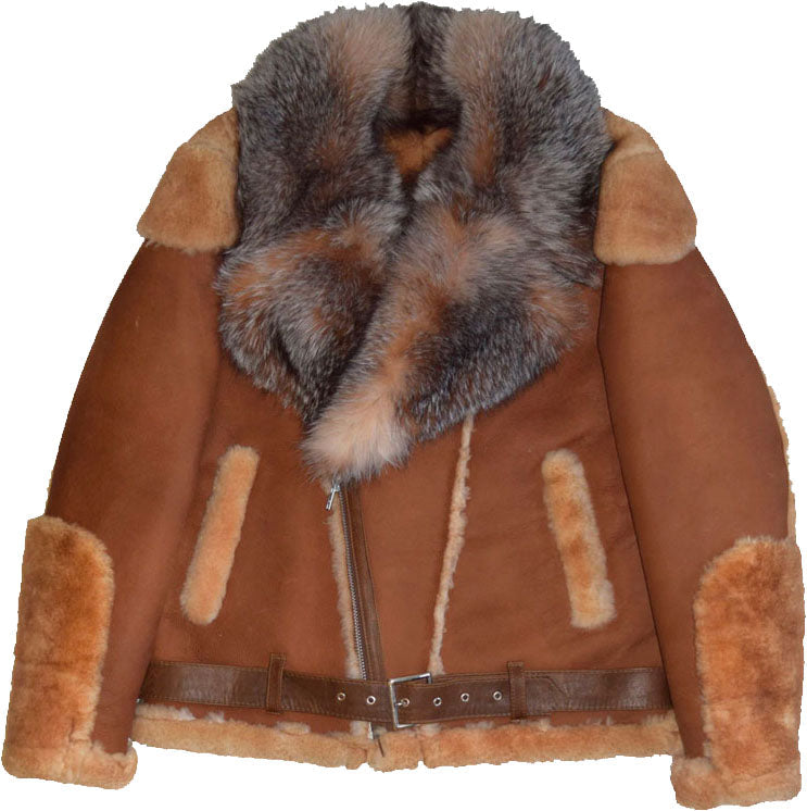 Men’s Brown Pilot Leather Jacket with Fur | Aviator Style | Full Grain Apparel